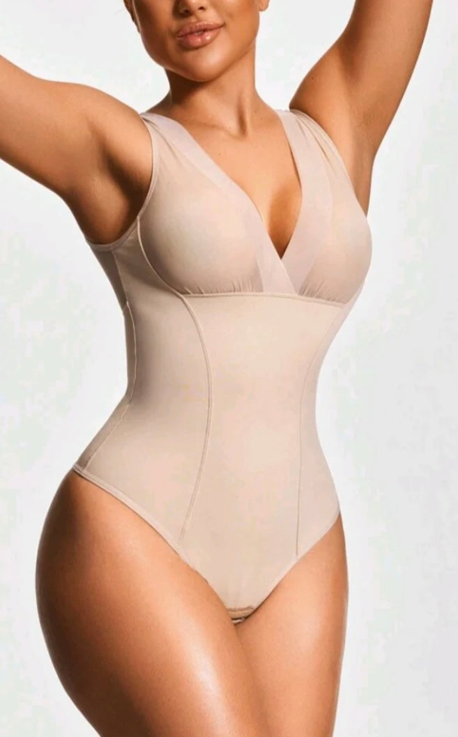 Deep-V Shapewear Thong Bodysuit